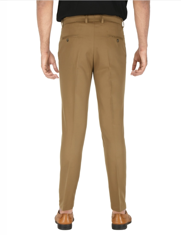 Poly Viscose Solid Trouser for Men (Tan, 28)