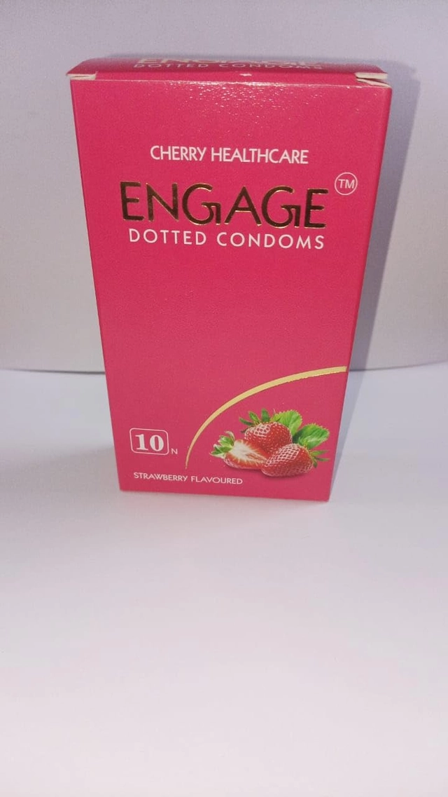 Engage Dotted Strawberry Flavoured 10 Pcs Condoms for Men (Pack of 2)