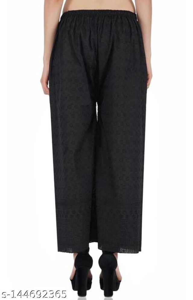 Cotton Palazzos for Women (Black, 28)