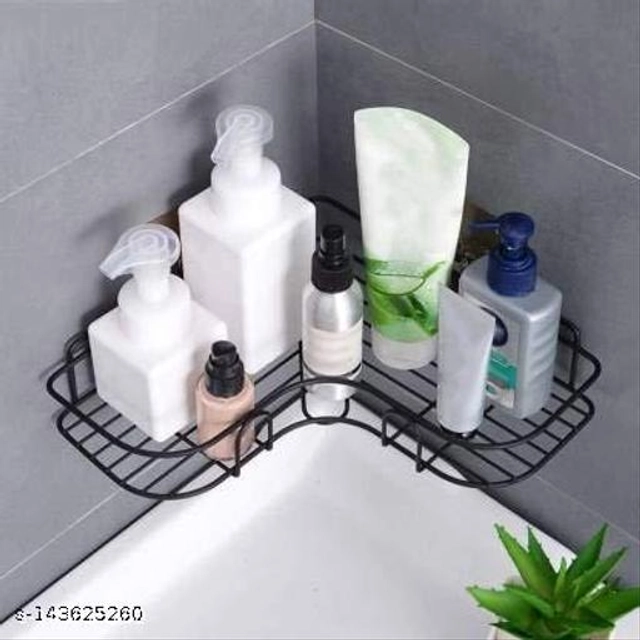 Stainless Steel Bathroom Shelves (Black, Pack of 2)