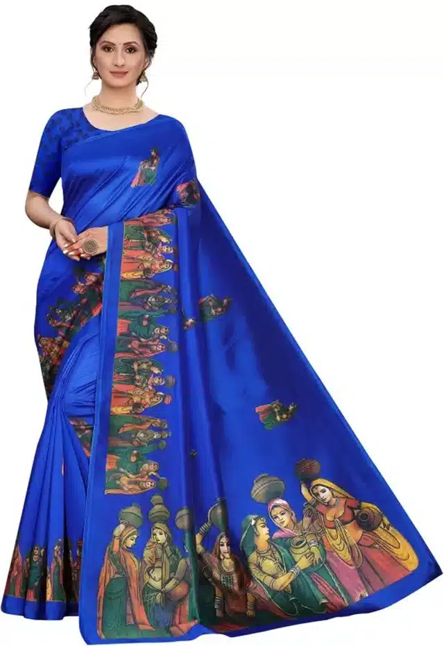 Saree with blouse (Blue, 6.0 m)