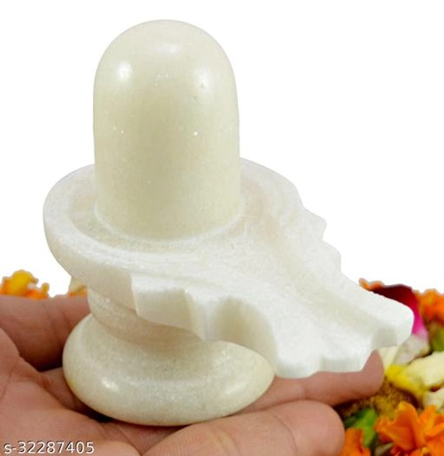 Marble Shivlinga Idol (White)