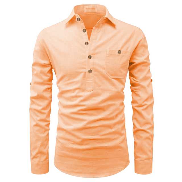 Fancy Casual Cotton Kurta For Men (Orange, XXL) (A28)