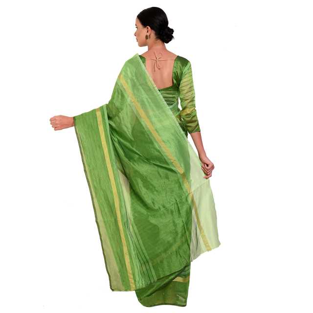 Florences Womens Georgette Saree With Unstiched Blouse (Firozi & Dark Green, 5.5 m) (F2711) (Pack of 2)