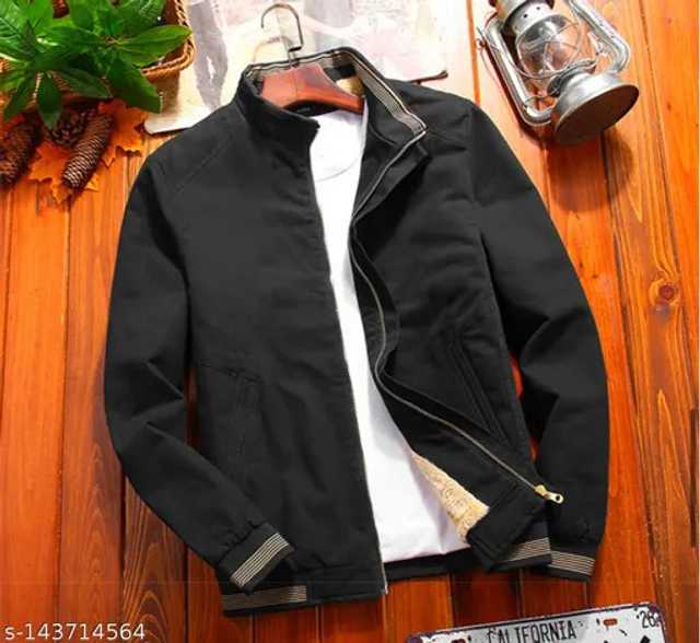 Trendy Nylon Full sleeves Jacket For Men (Black, M) (A-42)