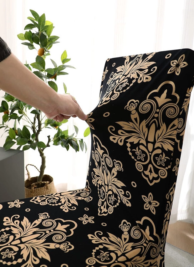 Polycotton Printed Chair Covers (Brown, 45x50 inches) (Pack of 4)