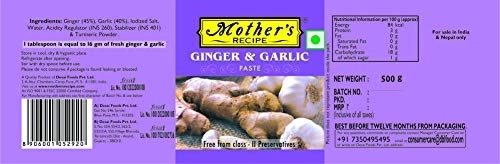 Mother's Recipe Ginger Garlic Paste 500 g (Jar)