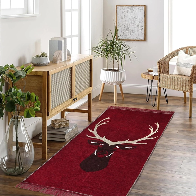 Cotton Printed Welcome Christmas Theme Mat (Maroon)