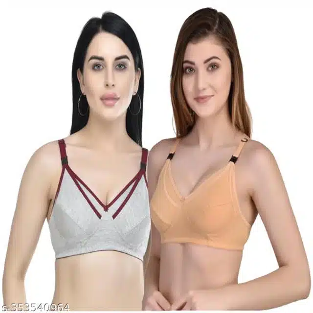 Polycotton Feeding Bra for Women (Assorted, XXL) (Pack of 2)