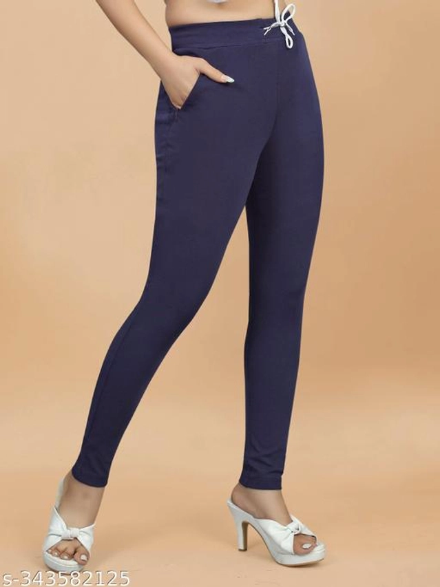 Lycra Jeggings for Women (Navy Blue, 38)