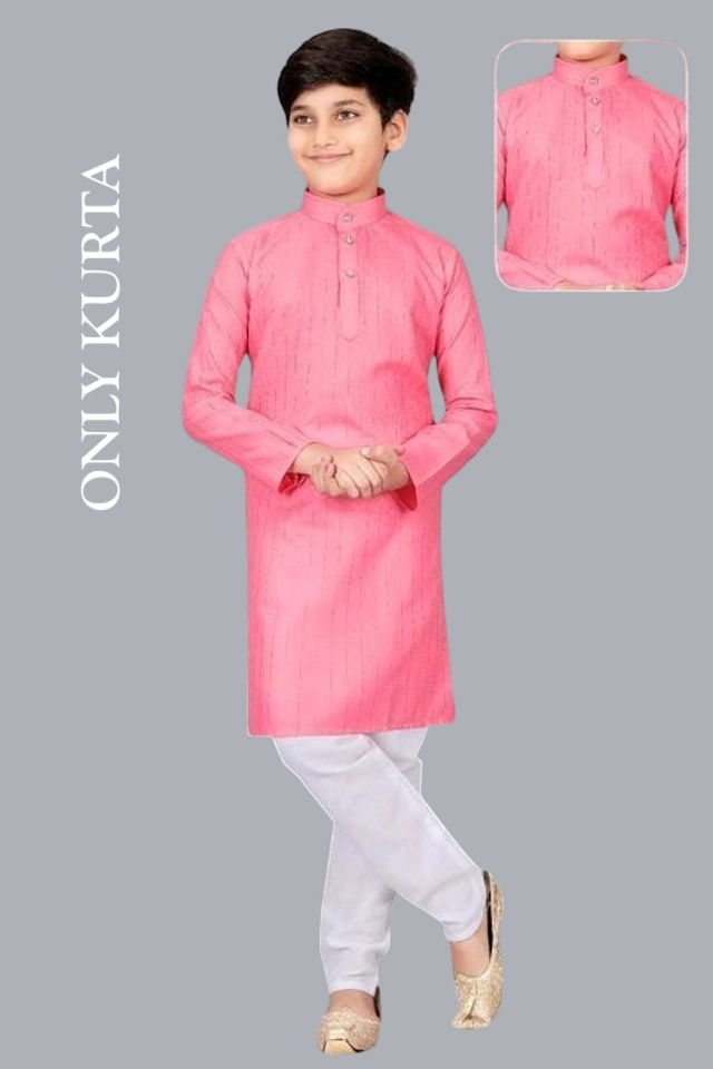 Cotton Solid Kurta for Boys (Pink, 3-4 Years)