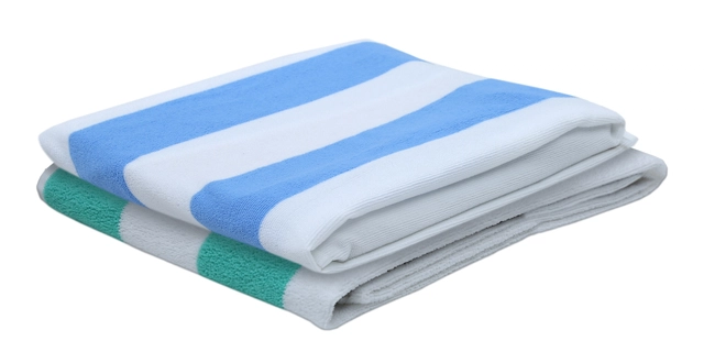 Cotton Bath Towel (Blue & White, 24x51 inches)