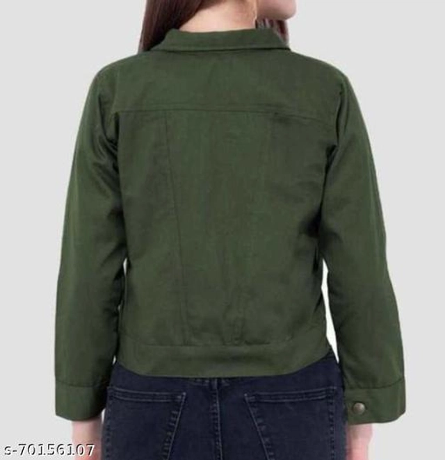 Full Sleeves Solid Jacket for Women & Girls (Olive, S)