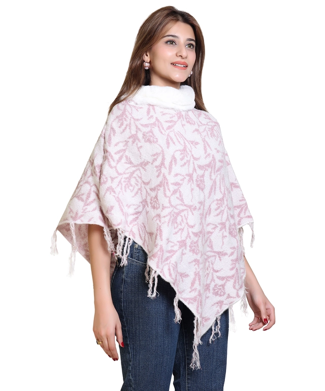 Woolen Self-Design Ponchos for Women (Multicolor, M)