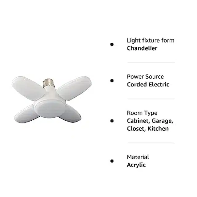 Foldable Mini Fan Blades LED Bulb (White, 28 W)