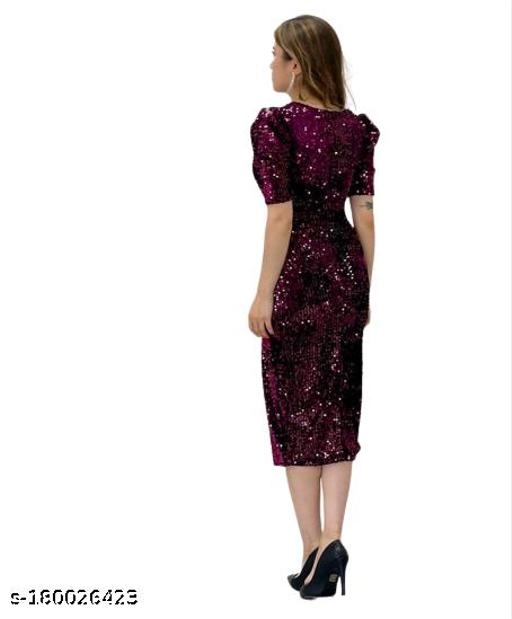 Flax Embellished Dress for Women (Purple, XS)