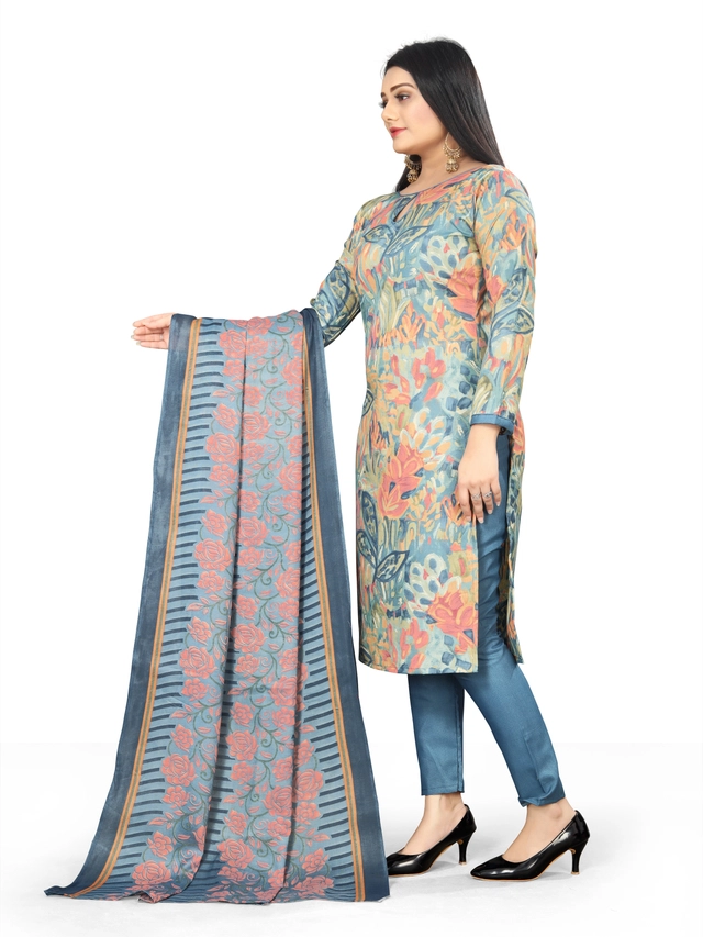 Cotton Blend Floral Unstitched Suits Fabrics for Women (Multicolor, 2 m)