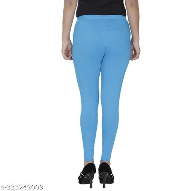 Cotton Lycra Leggings for Women (Sky Blue, 26)