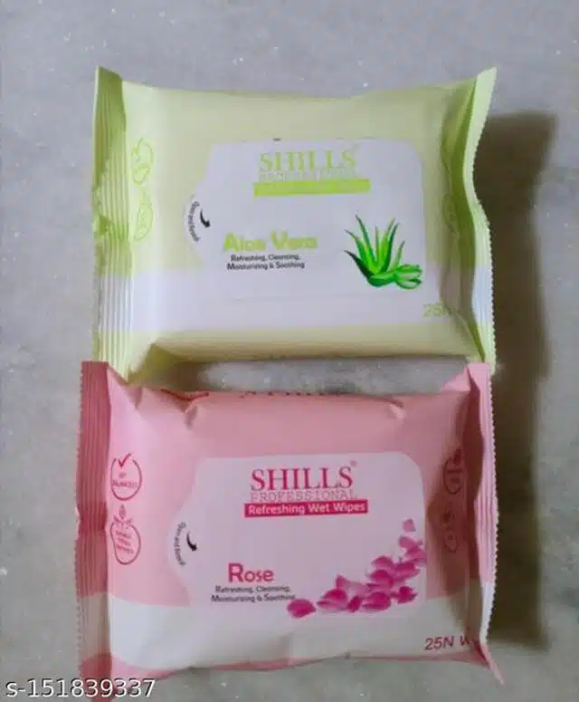 Shills Aloevera with Rose Wet Face Wipes (Pack of 2)