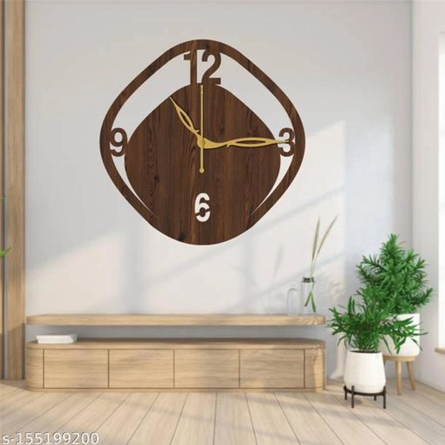 Wooden Wall Clock for Home (Brown)