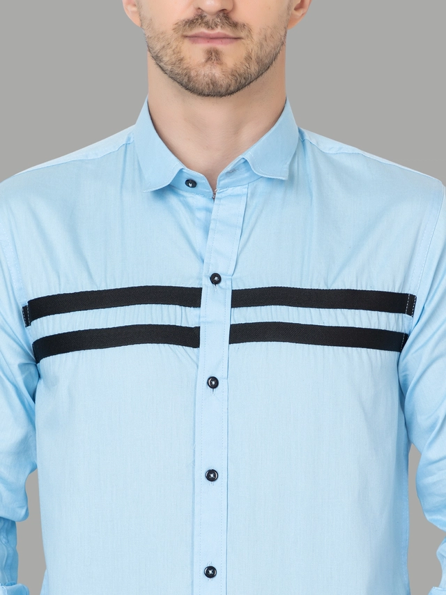 Full Sleeves Solid Shirt for Men (Sky Blue, M)