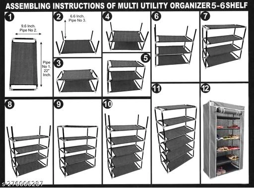 Metal 6 Layer Collapsible Multipurpose Rack (Brown)