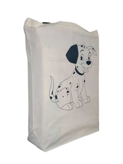 Active Basic Cotton Cartoon Printed With Zip Closure Canvas Bag (Pack Of 1, Off-White) (SS-354)