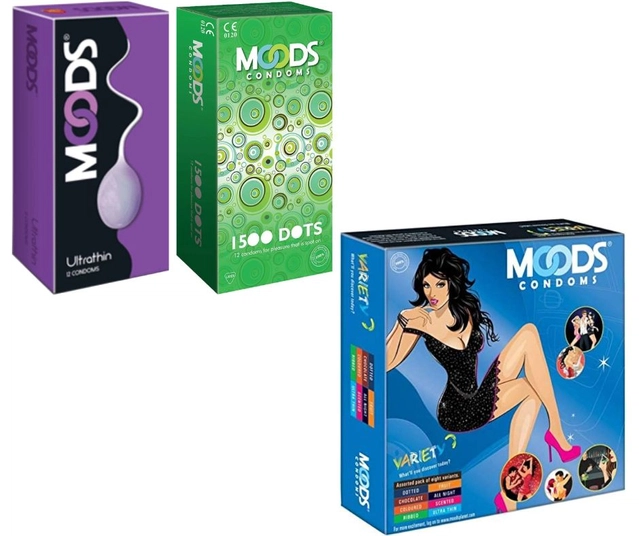 Moods 1500 Dots with Ultra Thin (2x12 Pcs) & Variety (16 Pcs) Dotted Condoms for Men (Set of 3)