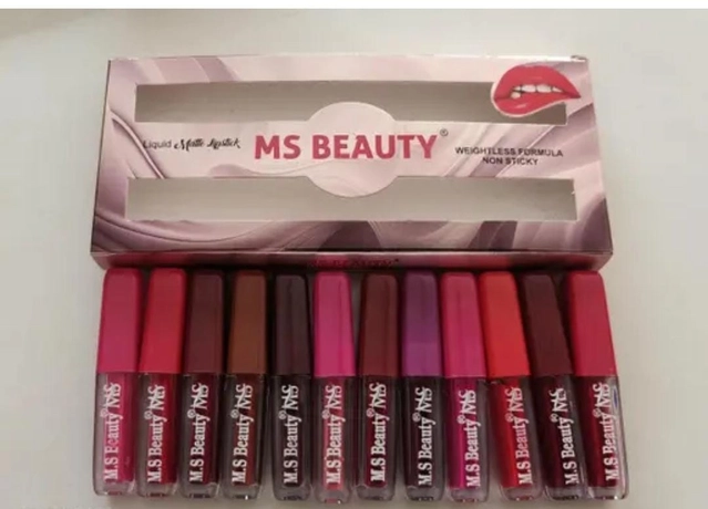 MS Beauty Styling Matte Liquid Lipsticks (Multicolor, Pack of 12)