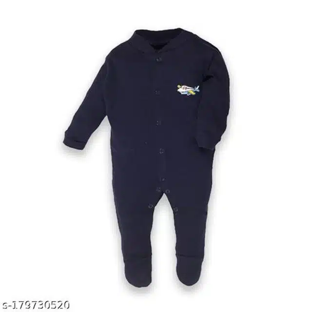 Cotton Rompers for Kids (Navy Blue & Pink, 0-3 Months)