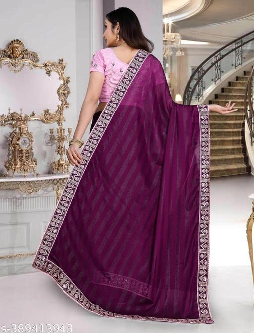 Simmer Embroidered Saree for Women (Purple, 6.3 m)