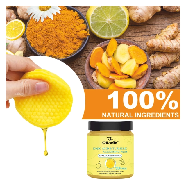 Oilanic Kojic Acid & Turmeric 50 Pcs Cleansing Pads (Pack of 1)