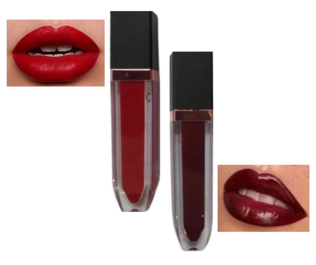 Velvet Smooth Matte Liquid Lipsticks (Red & Maroon, Pack of 2)