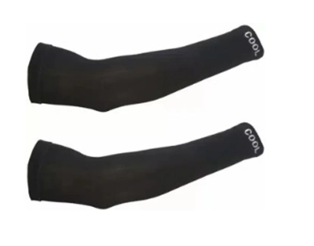 Cotton Stretchable Arm Sleeves for Men & Women (Black, Set of 1)