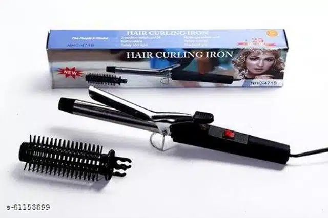 Plastic Professional Hair Curler (Black & Silver, 100 W)