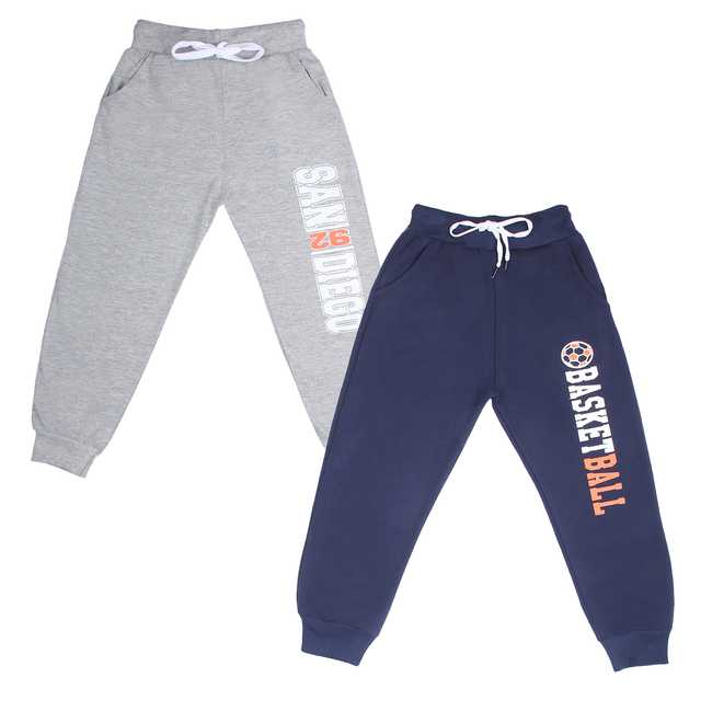 Boy's Casual Pants (Grey & Navy Blue, 4-5 Years) (Pack of 2) (C-220)