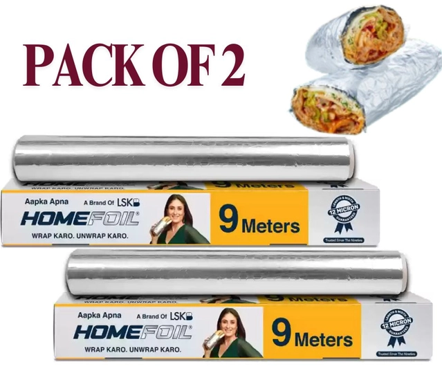 Aluminium Home Foil for Kitchen (Silver, 9 m) (Pack of 2)