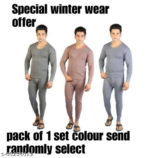 Woolen Thermal Set for Men (Multicolor, S) (Set of 1)