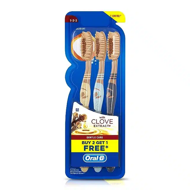 Oral-B Gentle Care Toothbrush with Clove Extract, Extra Soft (Buy 2 Get 1 Free)