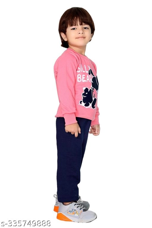 Cotton Blend Printed Clothing Set for Boys (Pink & Blue, 12-18 Months)