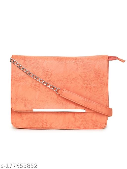 Synthetic Sling Bag for Women (Peach, )