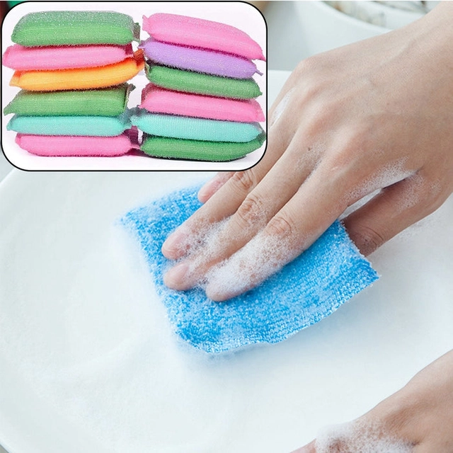 Scratch Proof Kitchen Utensils Scrubber Pads (Multicolor, Pack of 12)