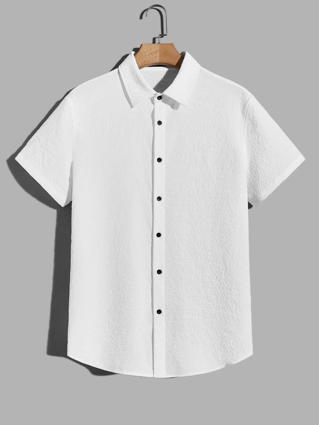 Popcorn Half Sleeves Shirt for Boys (White, 8-9 Years)