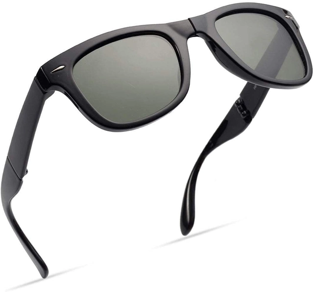 Dyana Core Folding Retro Square Sunglasses (Black)