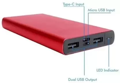 Premium Fast Charging Power Bank (Red, 10000 mAh)