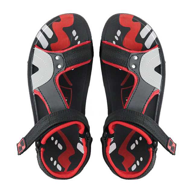 Ligera Men's Stylish Synthetic Leather Casual Sandals (Red & black, 6) (L-11)