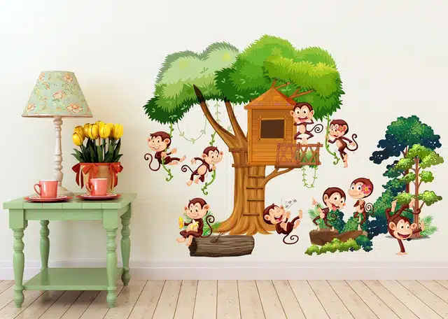 Kids Monkey Tree Self Adhesive Wall Stickers