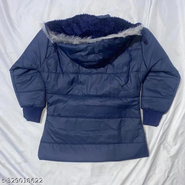 Polyester Jacket for Girls (Navy Blue, 18-24 Months)