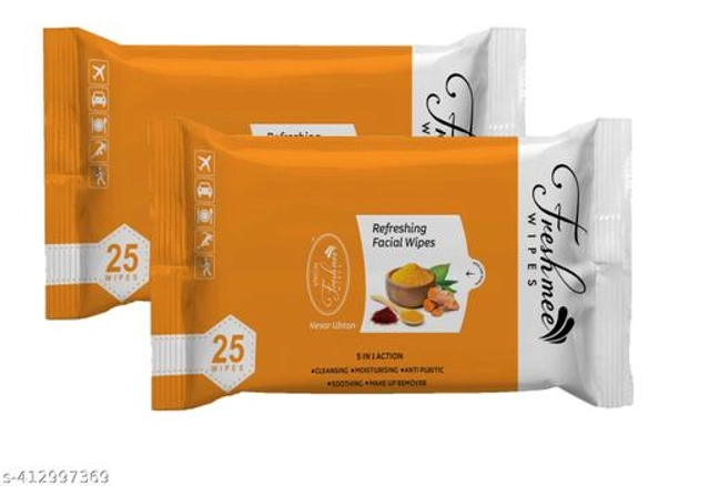 Fresh Mee Kesar Ubtan (25 Pcs) Cleansing Face Wipes (Pack of 2)