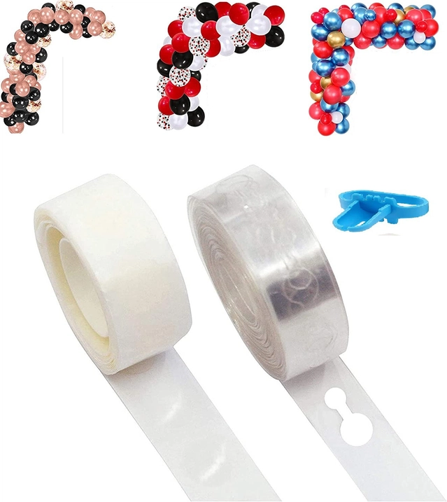 Balloon Arch Garland Decorating Tape (2 Pcs) with Tying Tool (Multicolor, Set of 2)